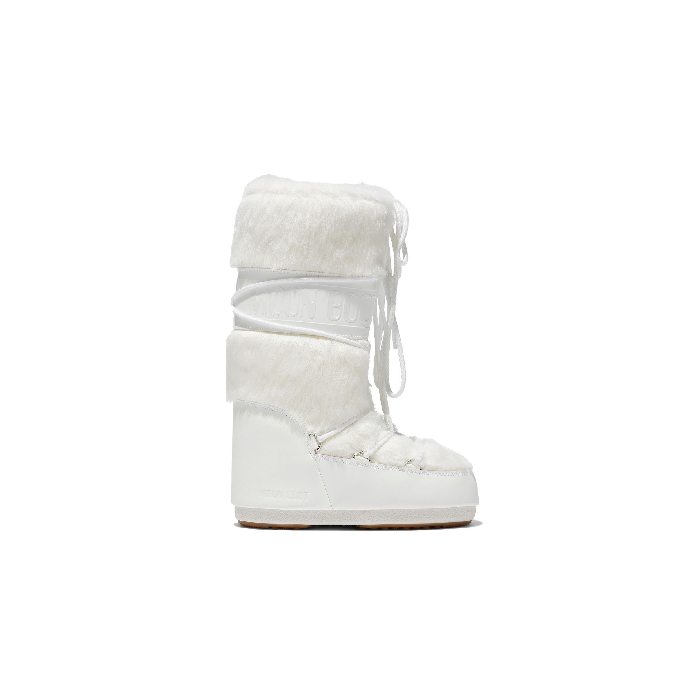 MOON BOOT ICON WHITE FAUX-FUR BOOTS 14089000003